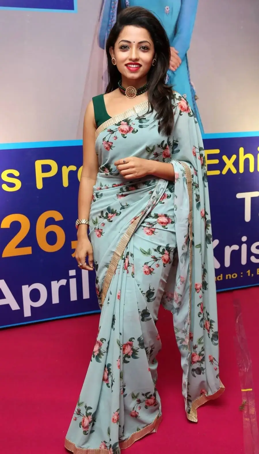 INDIAN TELEVISION ACTRESS NAVYA SWAMY IN BLUE SAREE 2